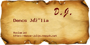 Dencs Júlia névjegykártya